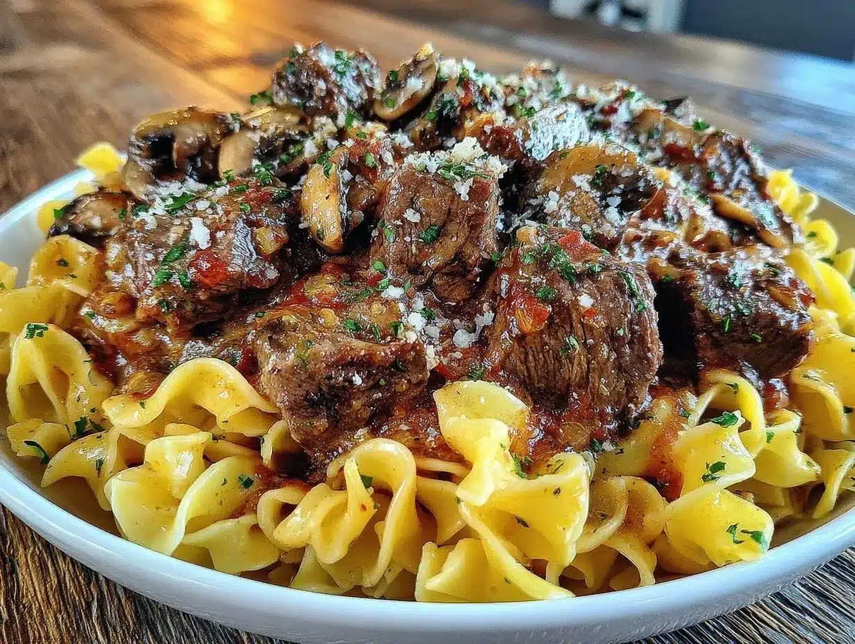 creamy slow cooker beef stroganoff preparation steps