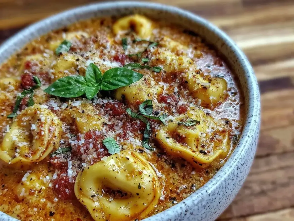 creamy tomato tortellini soup - featured image