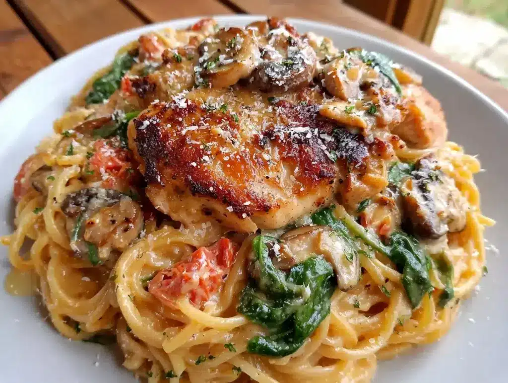 creamy tuscan chicken pasta - featured image