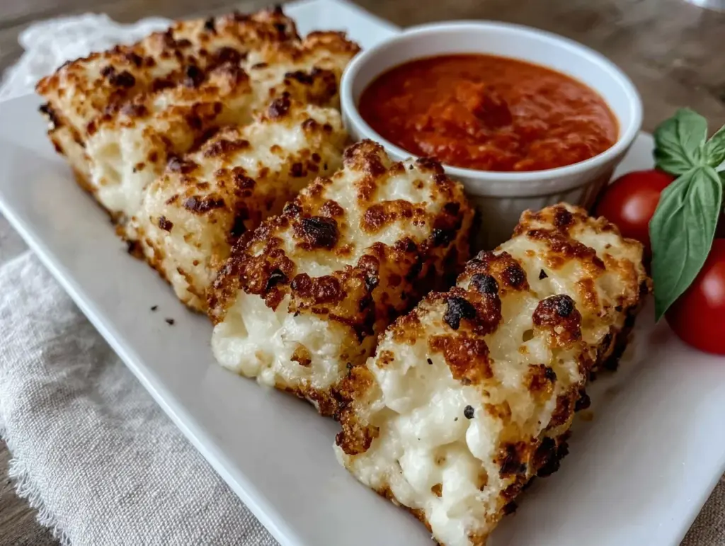 crispy air fryer mozzarella sticks - featured image