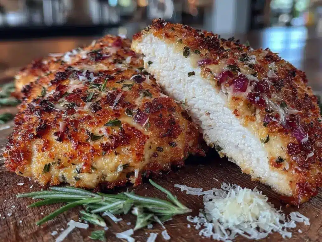 crispy air fryer parmesan crusted chicken breast - featured image