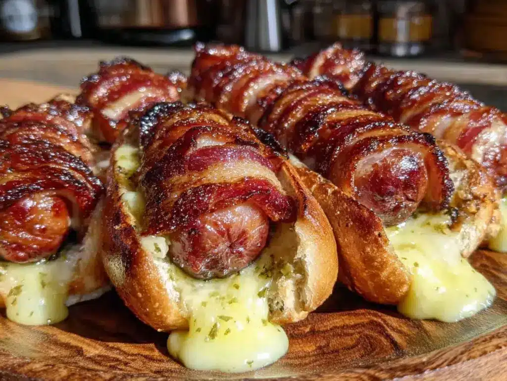 crispy bacon-wrapped hot dogs - featured image