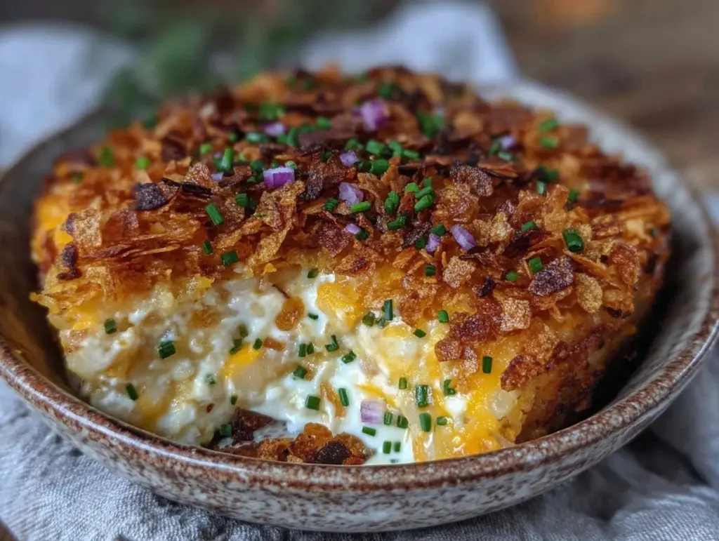 crispy creamy hash brown casserole - featured image