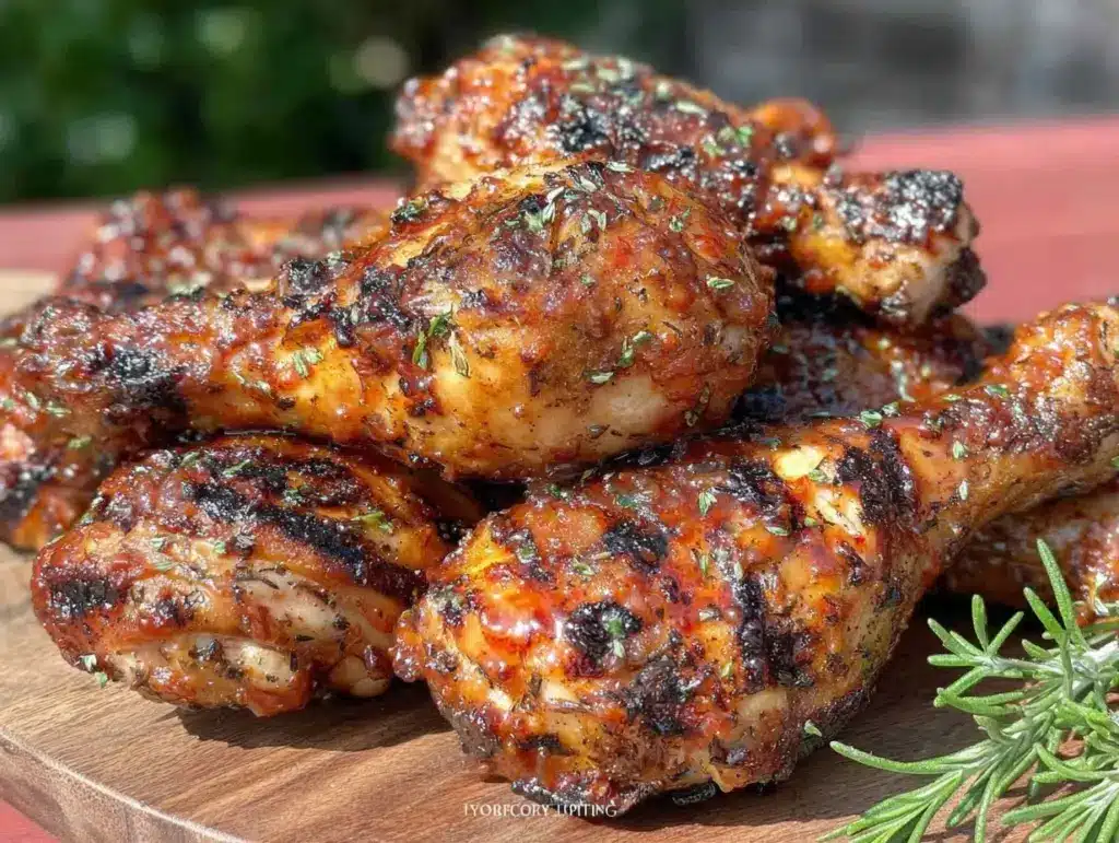 crispy grilled bbq chicken drumsticks - featured image