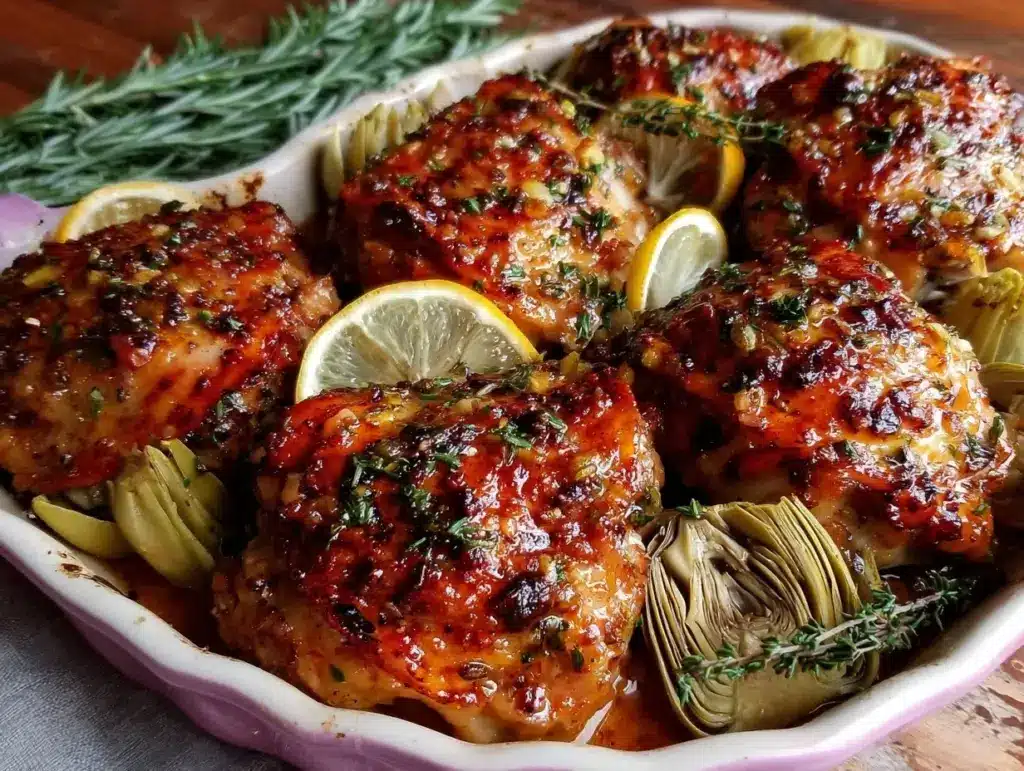 crispy lemon herb roasted chicken thighs - featured image