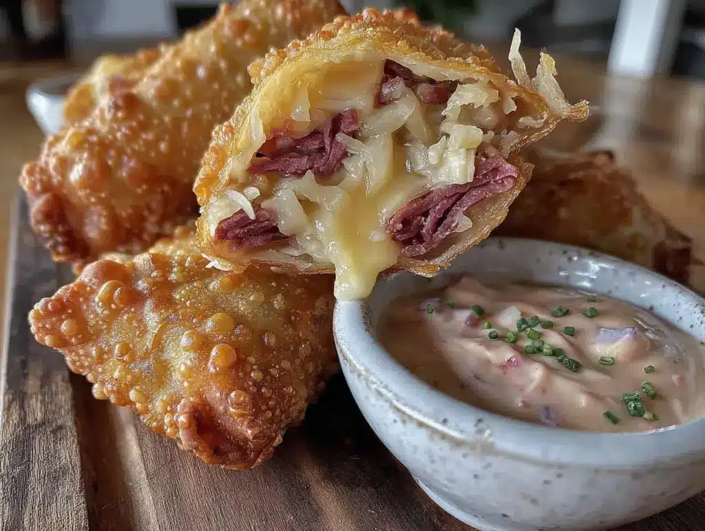 crispy reuben egg rolls - featured image