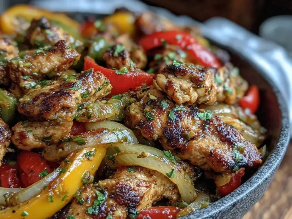 crispy sheet pan chicken fajitas - featured image