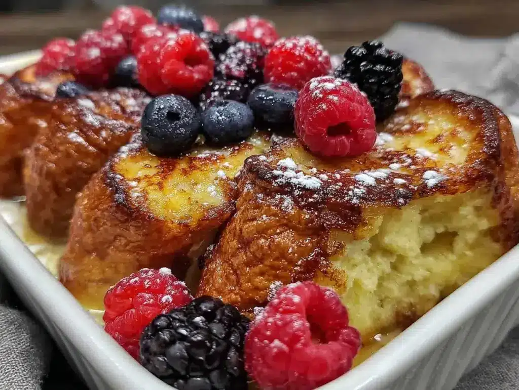 easy baked french toast casserole with berries - featured image