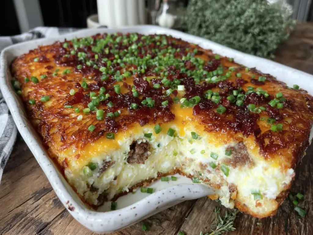 easy cheesy amish breakfast casserole - featured image