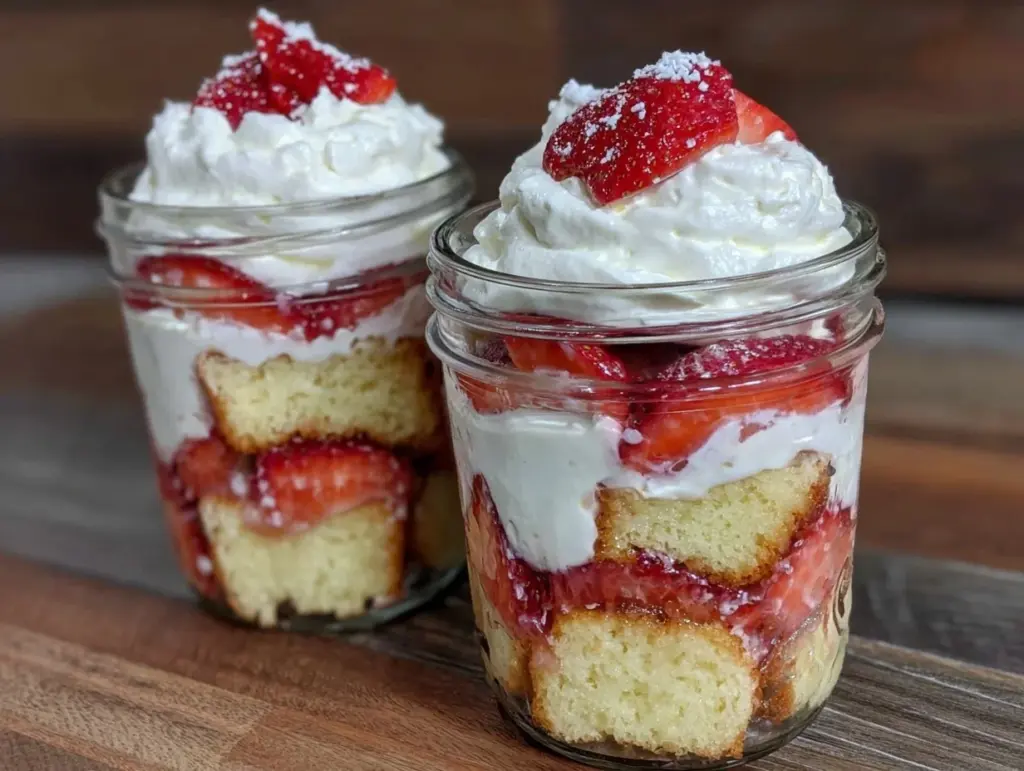 easy creamy strawberry shortcake trifle - featured image