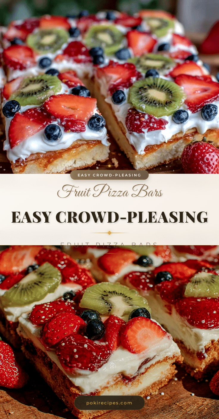 easy fruit pizza sugar cookie bars recipe