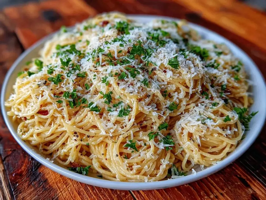 easy garlic butter parmesan noodles - featured image