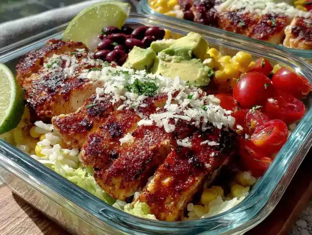 easy high-protein chicken burrito bowl meal prep - featured image