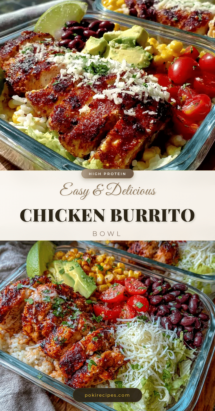 easy high-protein chicken burrito bowl meal prep recipe