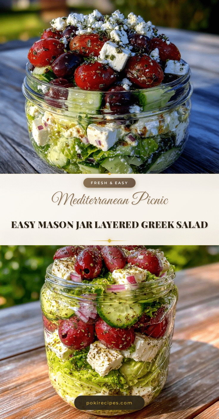 easy mason jar layered Greek salad recipe