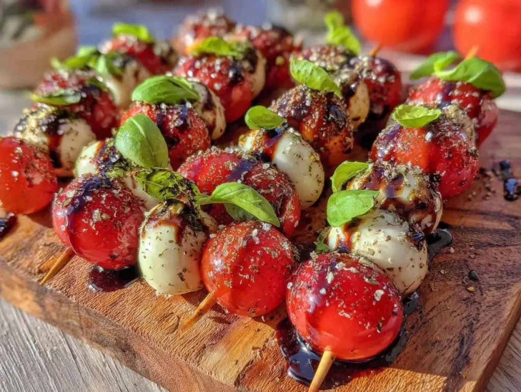 fresh caprese skewer bites - featured image