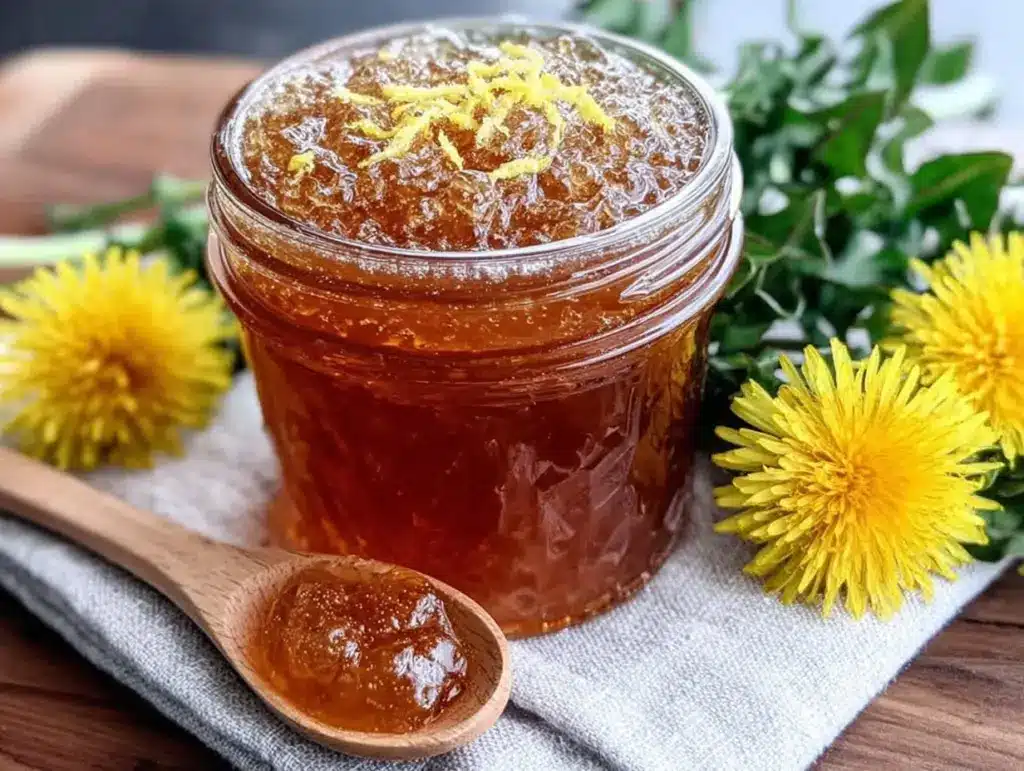 fresh homemade dandelion jelly - featured image