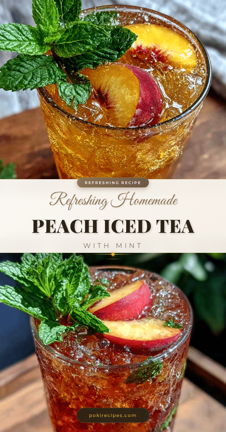 fresh homemade peach iced tea with mint recipe