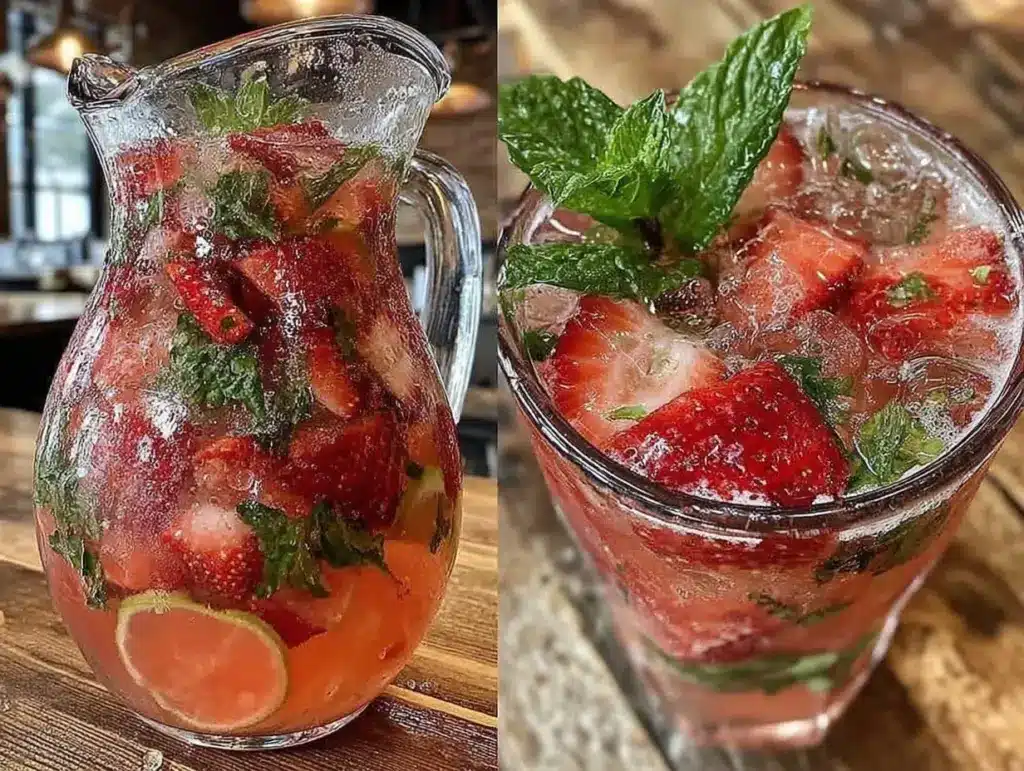 fresh homemade strawberry lemonade with mint - featured image