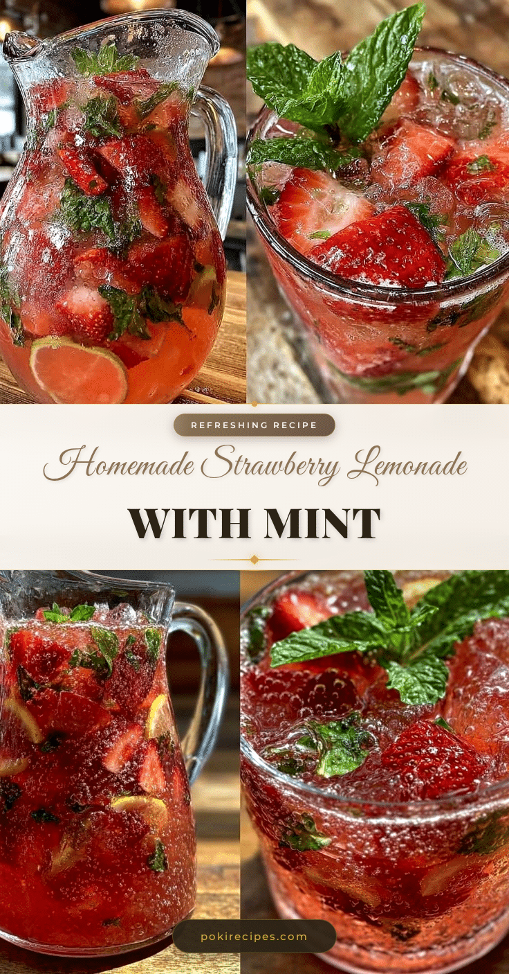 fresh homemade strawberry lemonade with mint recipe
