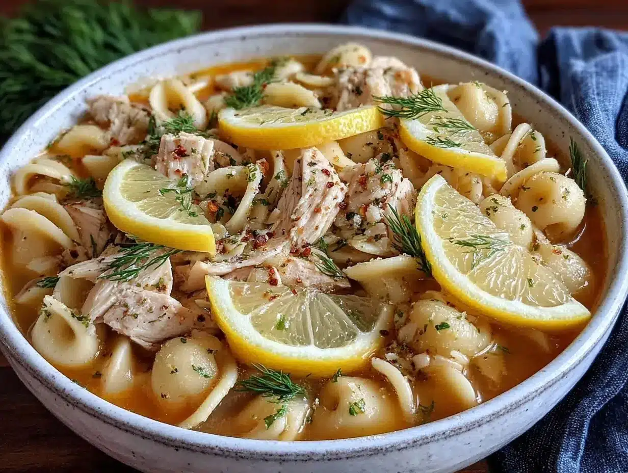 fresh lemony chicken orzo soup with dill preparation steps