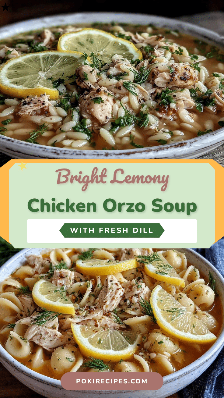 fresh lemony chicken orzo soup with dill recipe