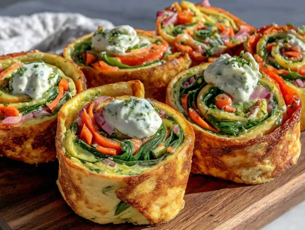 fresh spring vegetable pinwheels - featured image