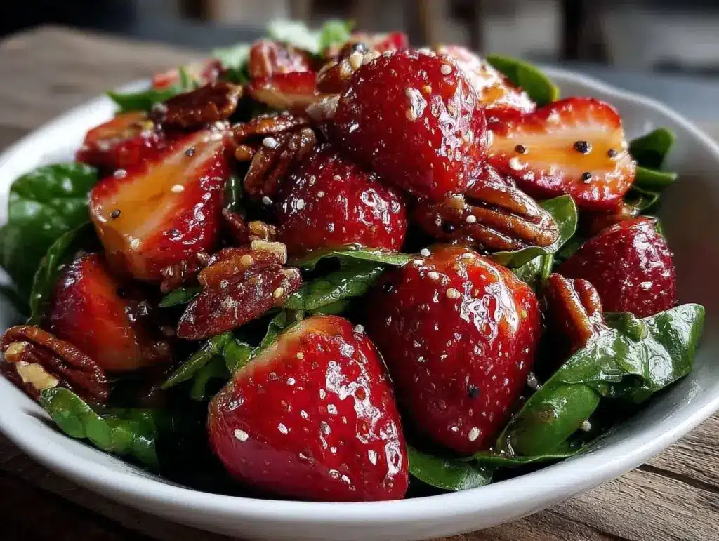 fresh strawberry spinach salad - featured image