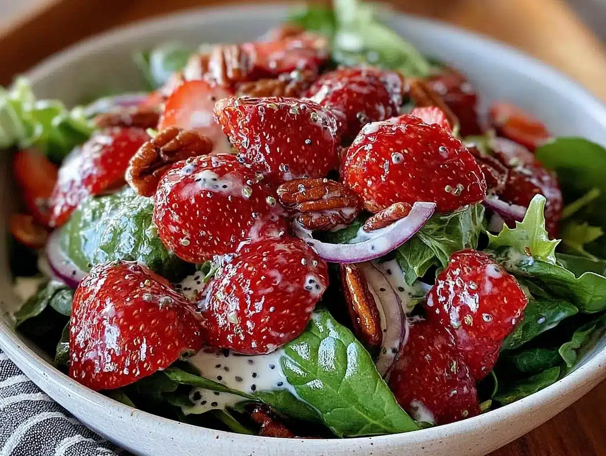 fresh strawberry spinach salad preparation steps