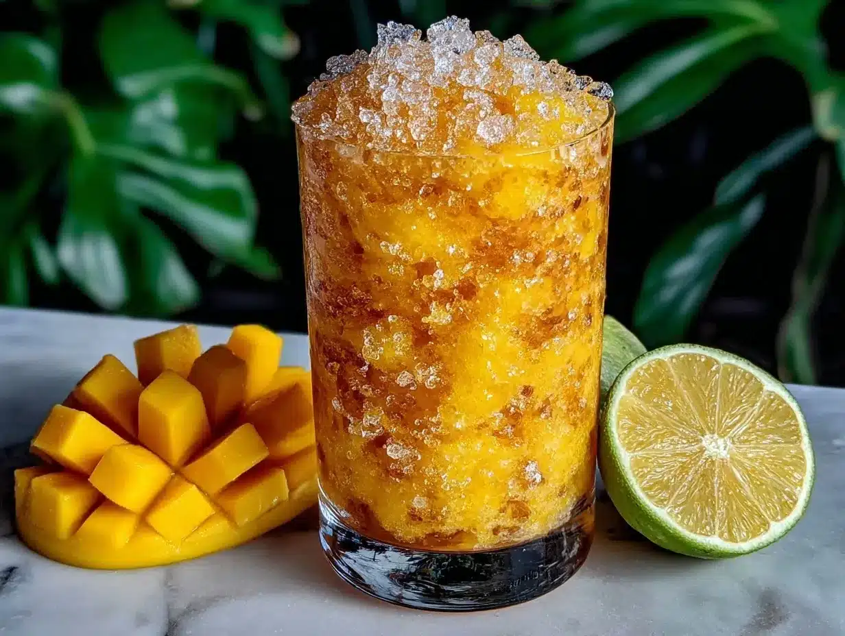 Frozen Mango Lemonade Slushie preparation steps
