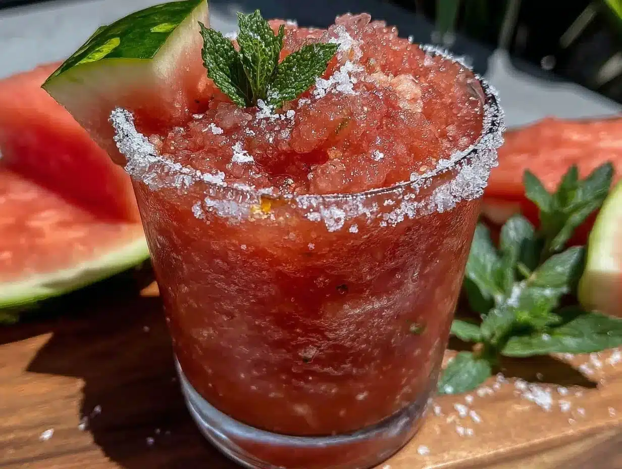frozen watermelon margarita slushie preparation steps