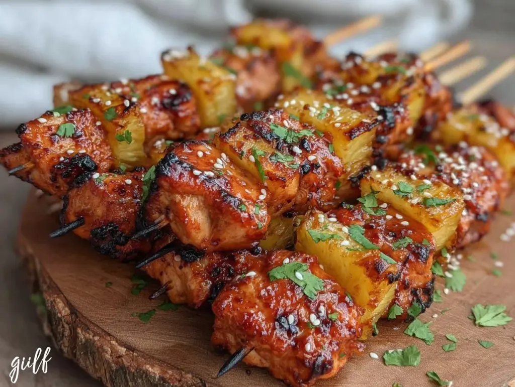 grilled pineapple teriyaki chicken skewers - featured image