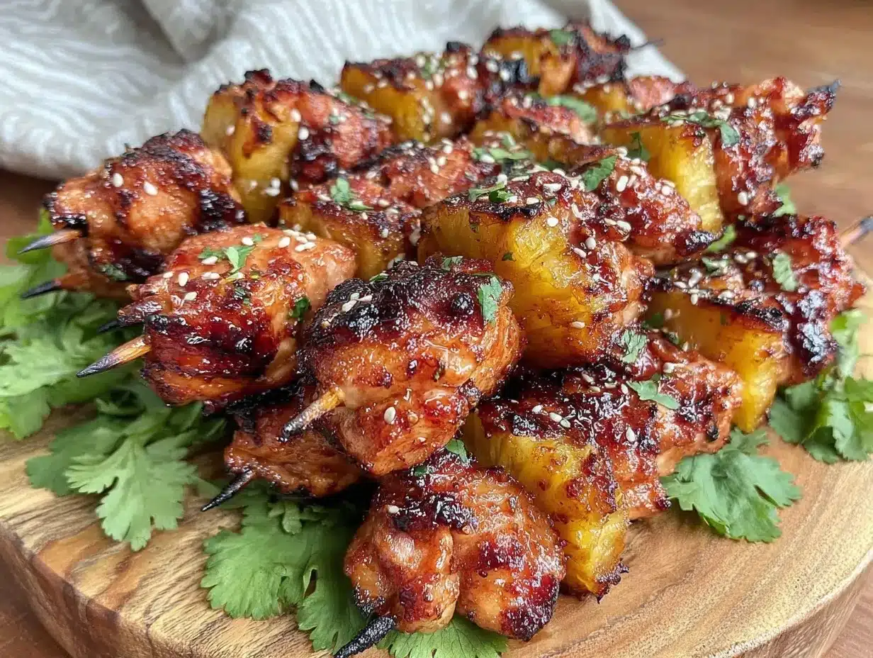 grilled pineapple teriyaki chicken skewers preparation steps