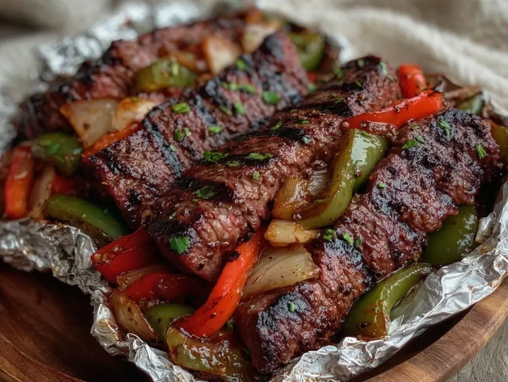 grilled steak fajita foil packets - featured image
