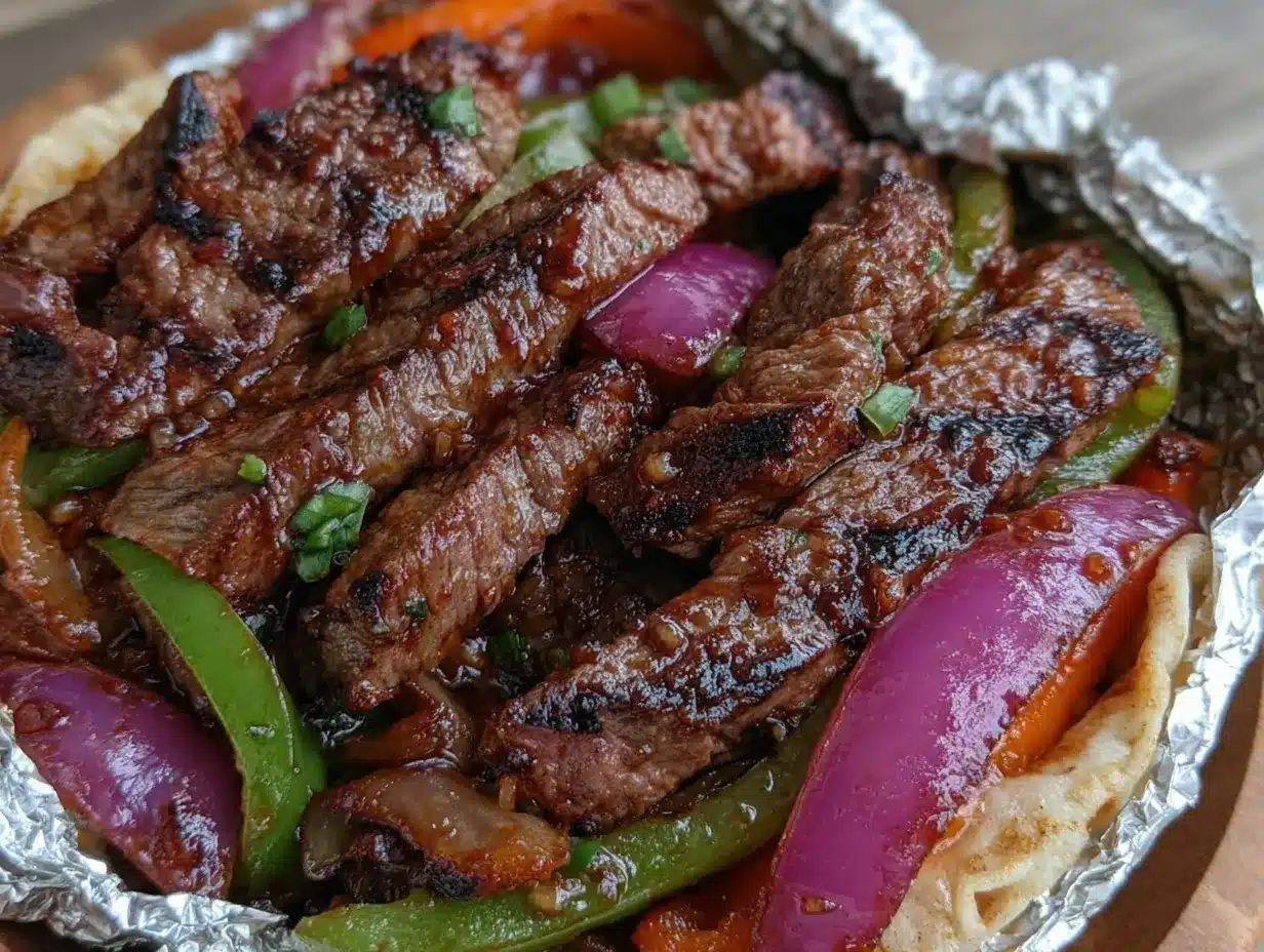 grilled steak fajita foil packets preparation steps