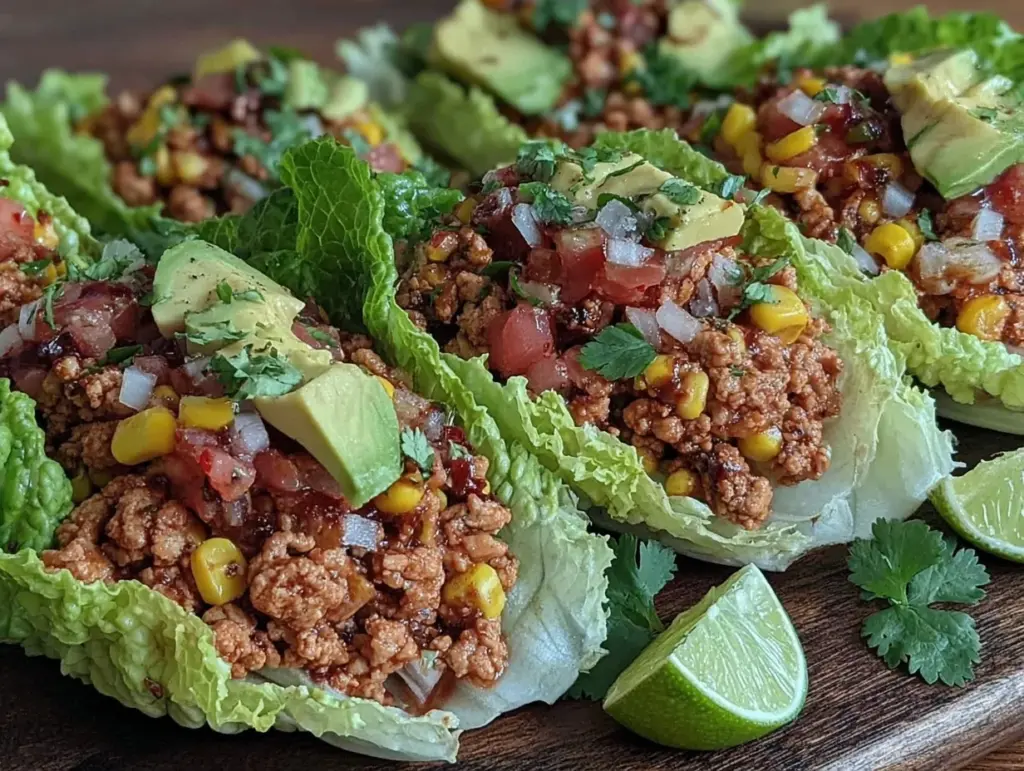 high-protein turkey taco lettuce wraps - featured image