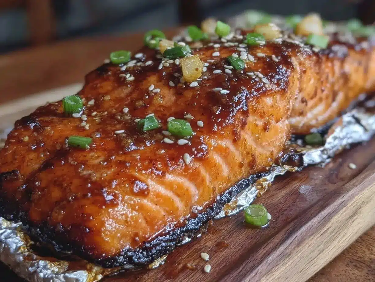 honey glazed teriyaki salmon foil bake preparation steps