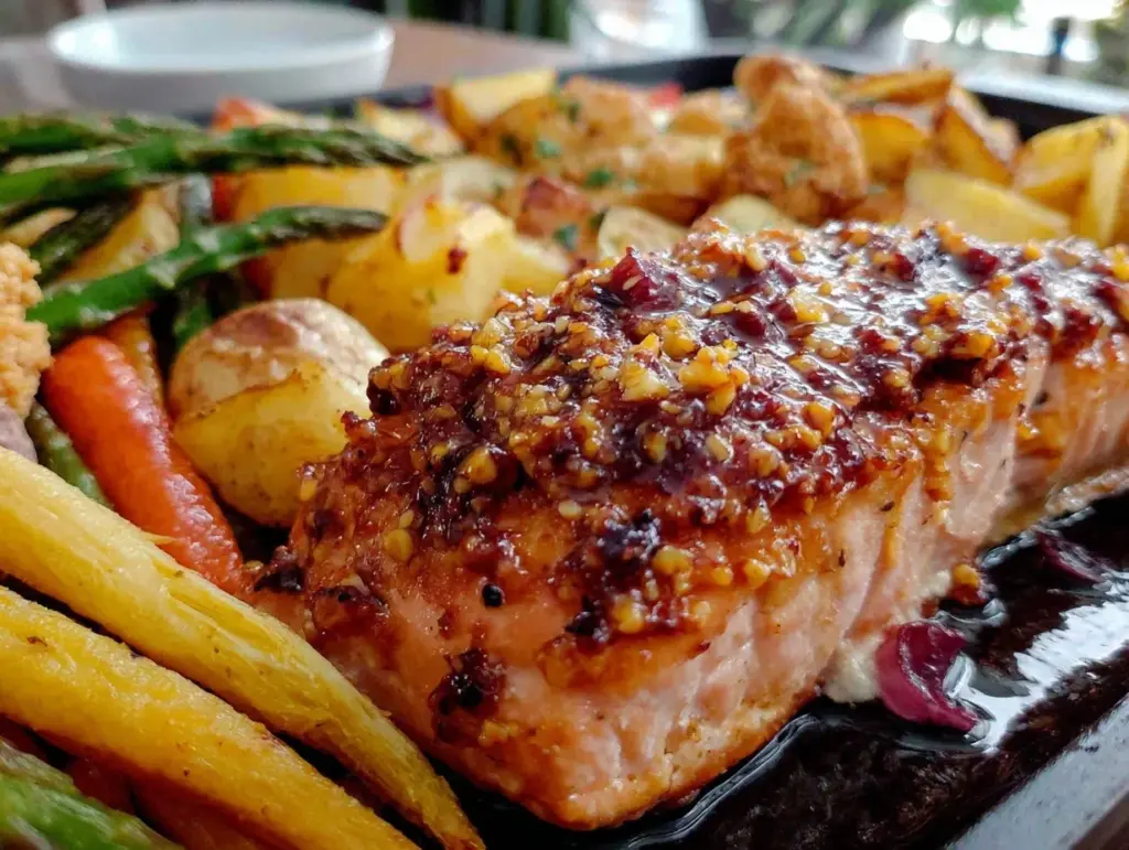 honey mustard salmon sheet pan dinner - featured image
