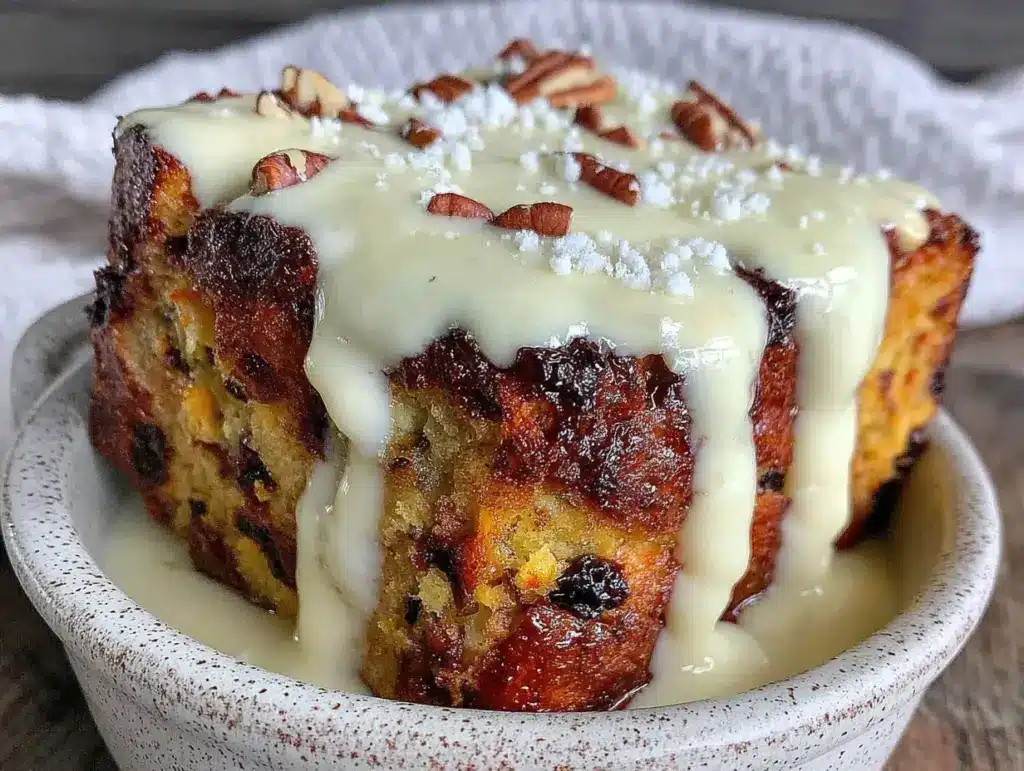 hot cross bun bread pudding - featured image