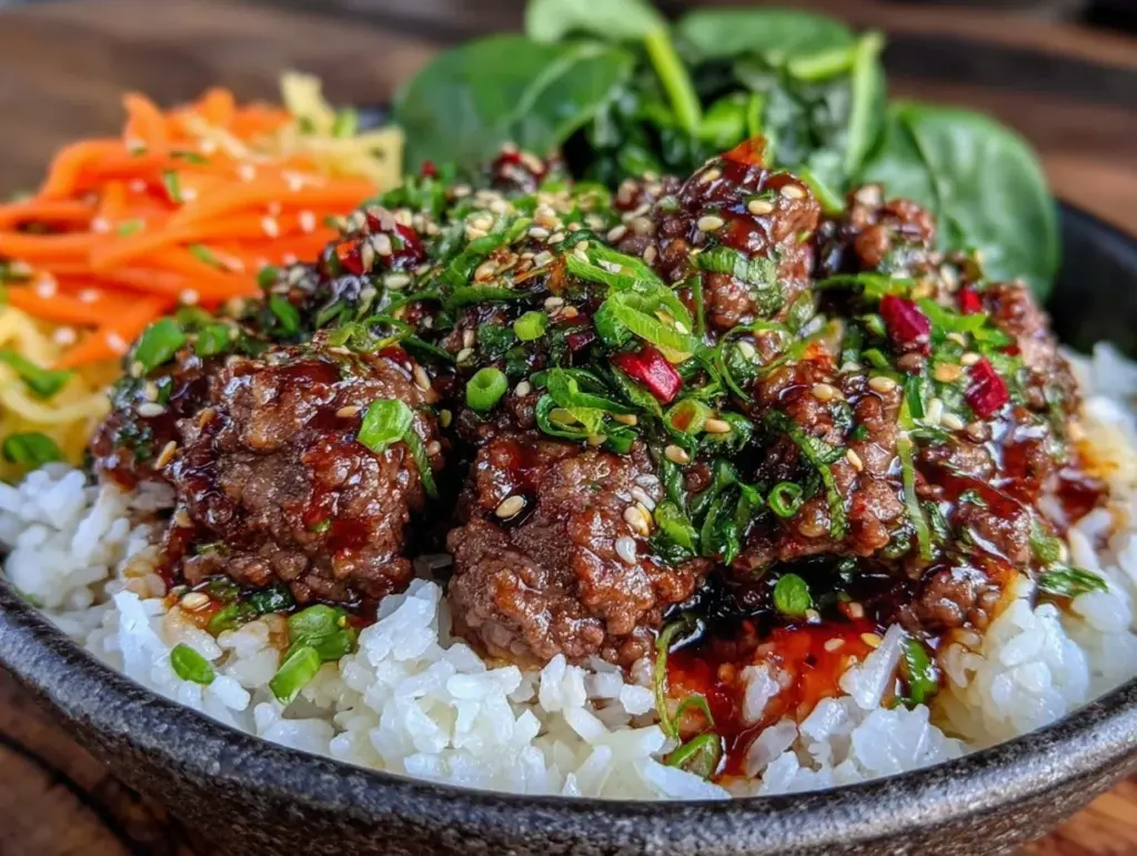 Korean ground beef rice bowls - featured image