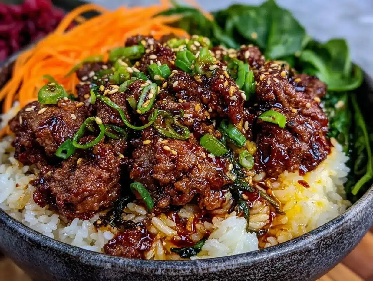 Korean ground beef rice bowls preparation steps