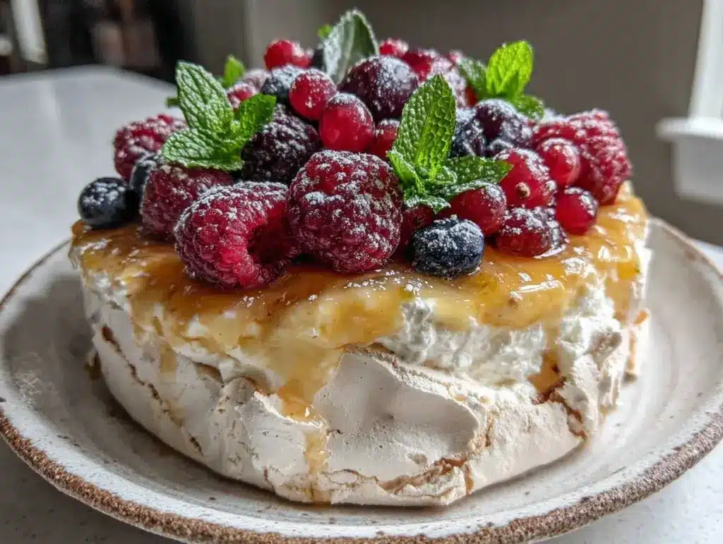 lemon curd pavlova - featured image