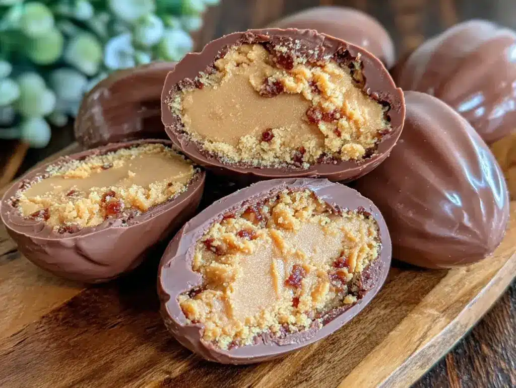 no-bake peanut butter chocolate Easter eggs - featured image