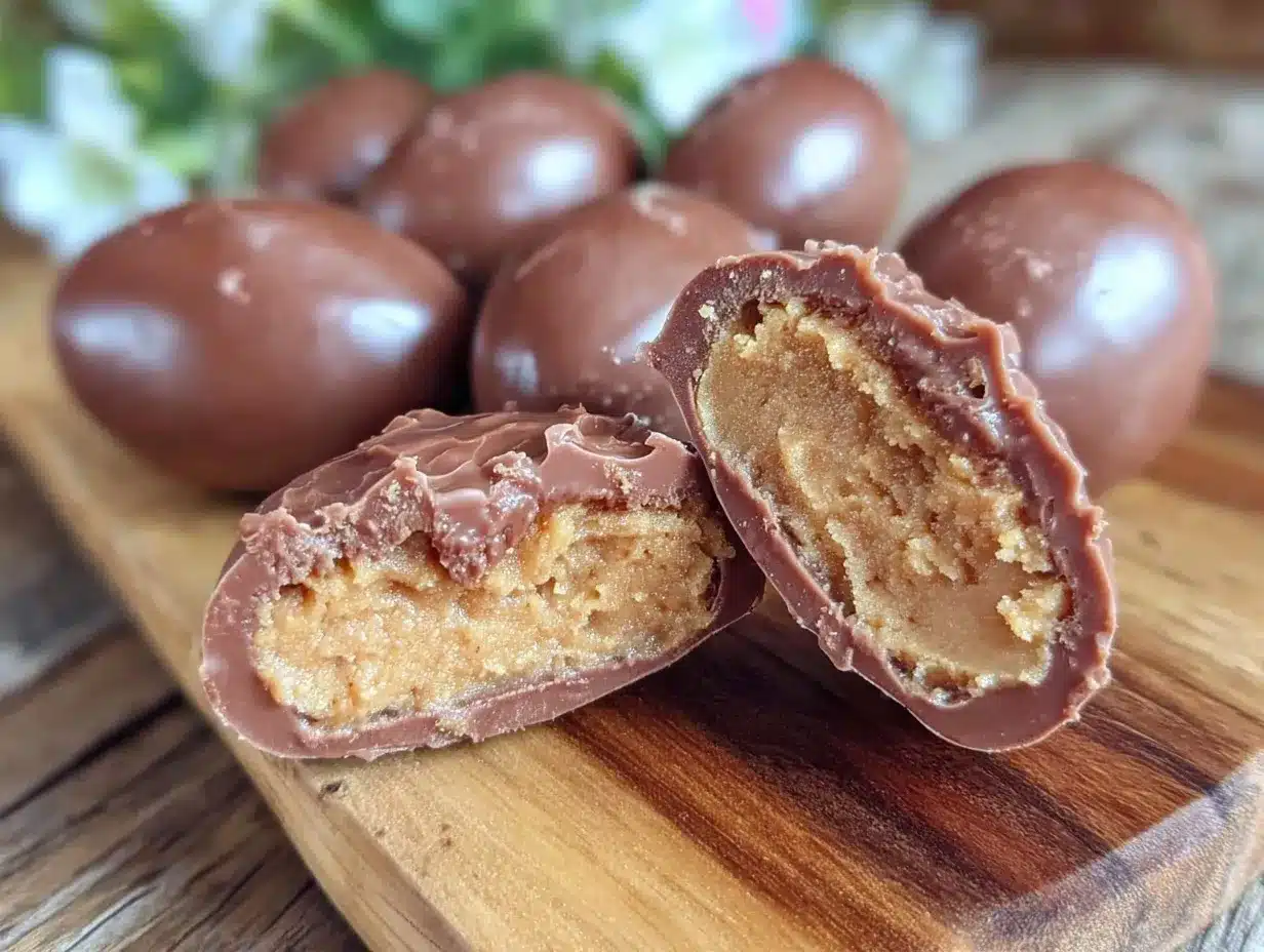 no-bake peanut butter chocolate Easter eggs preparation steps
