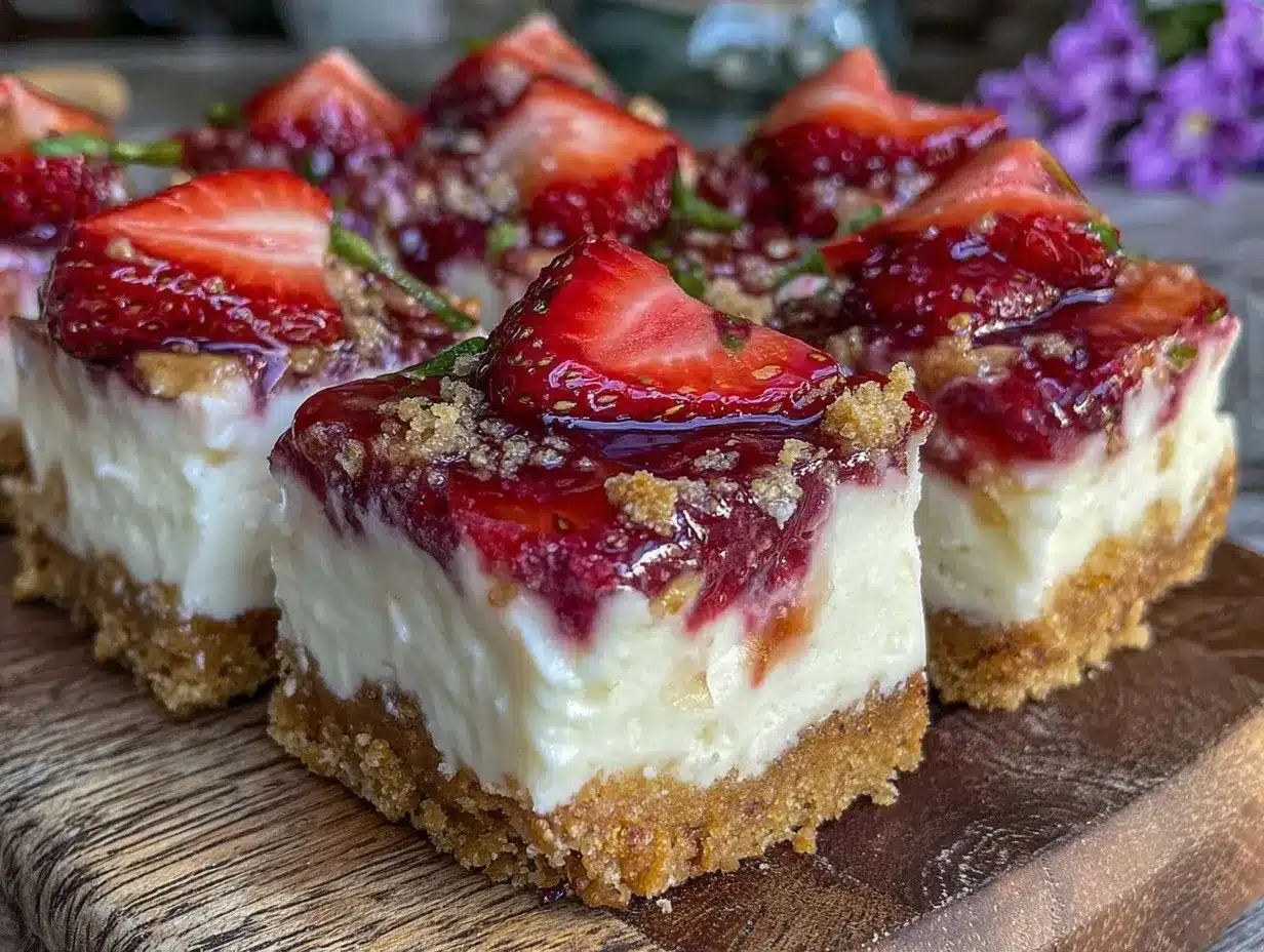 no-bake strawberry cheesecake bars preparation steps