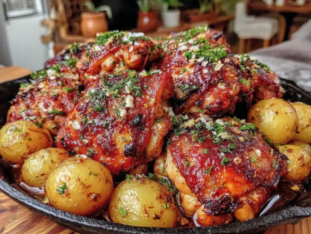 one-pan lemon garlic chicken - featured image