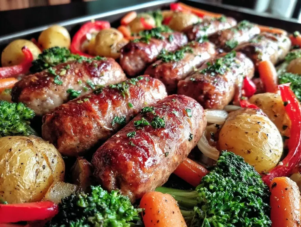 one-pan sausage and vegetable sheet pan dinner - featured image