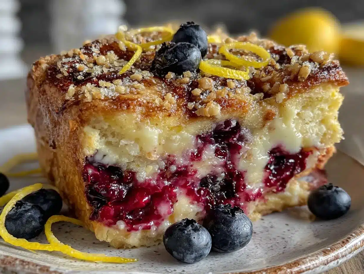 overnight lemon blueberry french toast casserole preparation steps