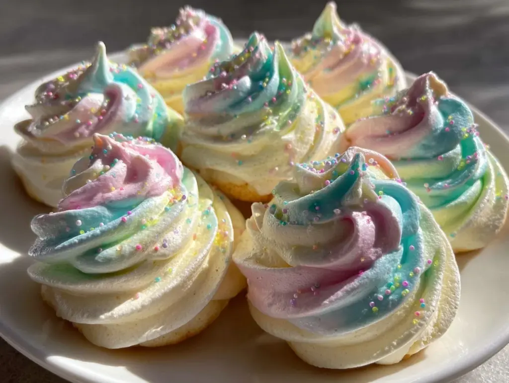 pastel swirl meringue cookies - featured image