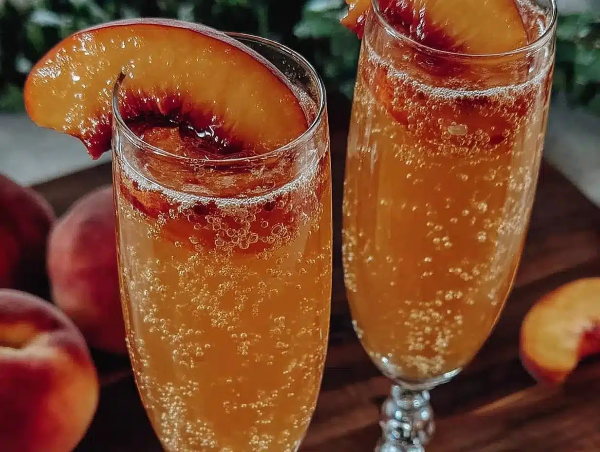 Peach Bellini Cocktail preparation steps